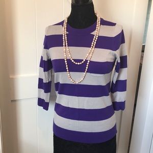 J Crew Varsity Strip Tippi Sweater - Purple Size S